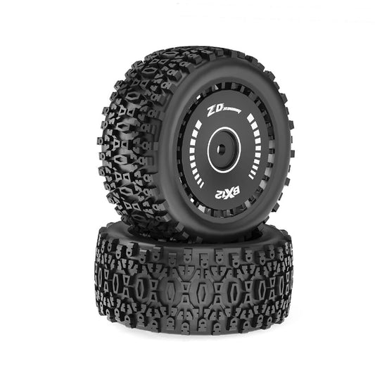2PCS ZD Racing BX12 1/12 Brushless RC Car Parts Front Rear Tires Wheels Pre-glued Vehicles Models Spare Accessories 16109 16112