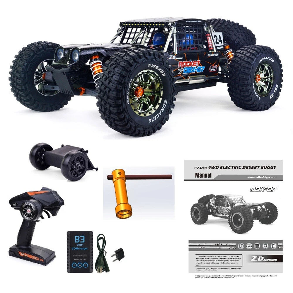 ZD Racing DBX 07 1/7 4WD 80km/h Fast Brushless RC Car 6S Vehicles Desert Monster Off-Road Models RTR/KIT Frame