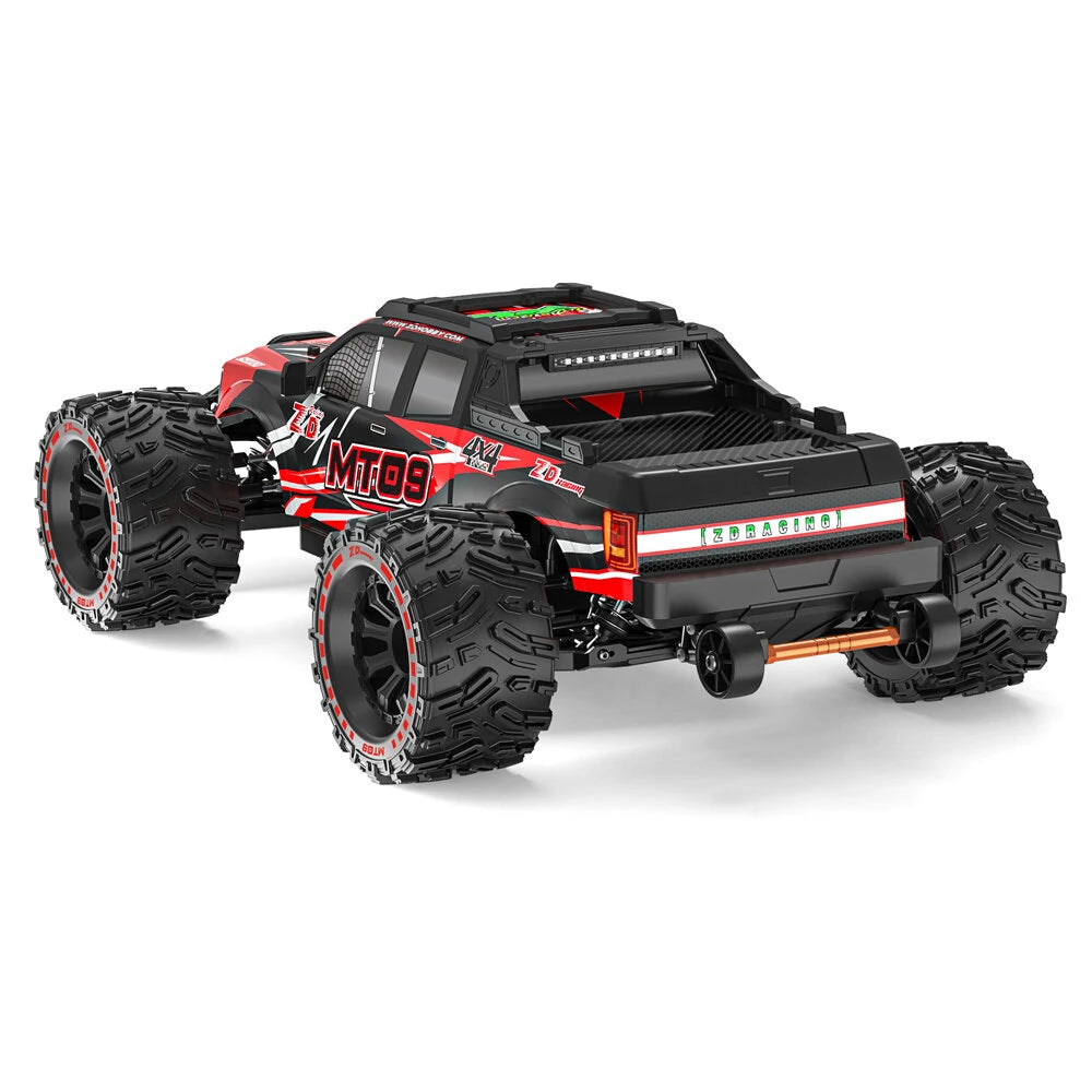ZD Racing MT09 RTR 1/9 2.4G 4WD 85km/h 4S Brushless RC Car Desert Off-Road Monster Truck Large Foot Metal Chassis Drive Shaft Gears Oil Filled Shocks LED Light Professional High Speed Vehicles Models Toys