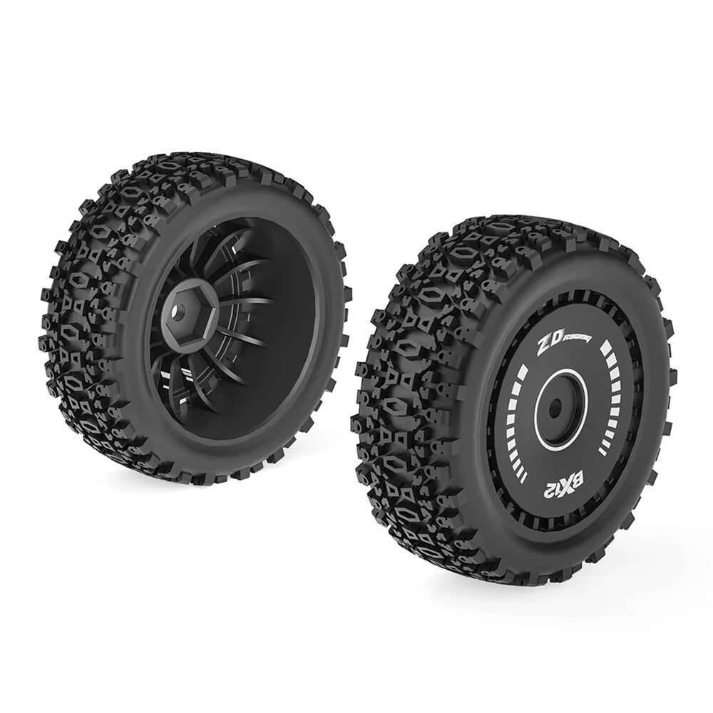 2PCS ZD Racing BX12 1/12 Brushless RC Car Parts Front Rear Tires Wheels Pre-glued Vehicles Models Spare Accessories 16109 16112