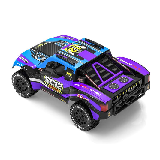 ZD Racing SC12 RTR 1/12 2.4G 4WD 75km/h 3S Brushless RC Car Off-Road Short Course Truck Aluminum Alloy Chassis LED Light Metal Oil Filled Shocks Diffs Drive Shaft Vehicles Models Toys