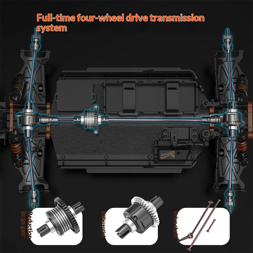 ZD Racing MT09 RTR 1/9 2.4G 4WD 85km/h 4S Brushless RC Car Desert Off-Road Monster Truck Large Foot Metal Chassis Drive Shaft Gears Oil Filled Shocks LED Light Professional High Speed Vehicles Models Toys