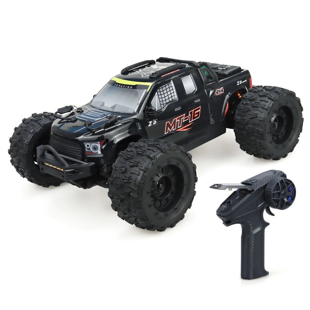ZD Racing MT16 RTR 1/16 2.4G 4WD 80km/h Fast Brushless RC Car 3S Desert Monster Off-Road Truck Alloy Chassis LED Light Full Proportional Vehicles Models Toys Oil Filled Shocks